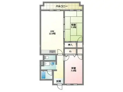 アメニティアルファー館(2LDK/4階)の間取り写真