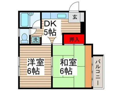 ヌーベルハイツ西新井(2DK/1階)の間取り写真