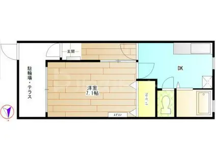 エルムII(1DK/1階)の間取り写真