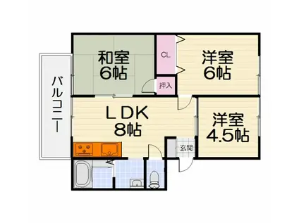 サンロイヤル東羽衣(3LDK/3階)の間取り写真