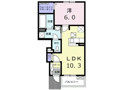 サニーサイド C(1LDK/1階)の間取り写真