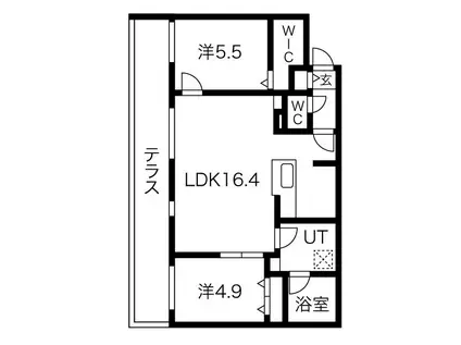 ブランシャールNAKAJIMA PARK FRONT(2LDK/1階)の間取り写真
