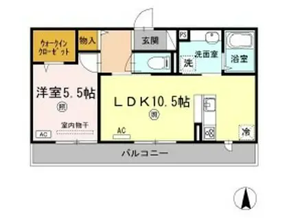 エムズコート(1LDK/2階)の間取り写真