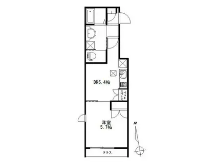 西武新宿線 武蔵関駅 徒歩3分 4階建 築4年(1LDK/2階)の間取り写真