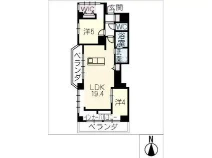 レジデンス神山(2LDK/1階)の間取り写真