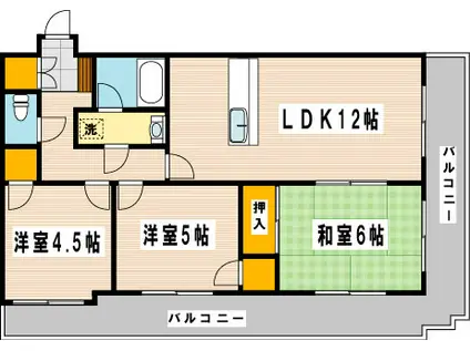 エルザサンリバー戸畑(3LDK/5階)の間取り写真