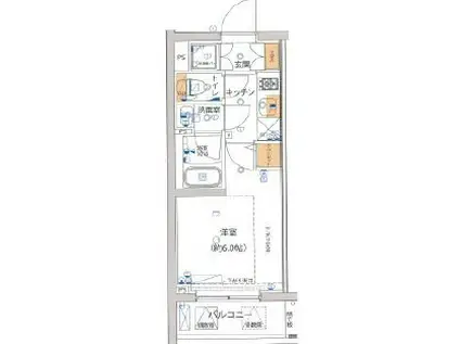 ライジングプレイス綾瀬(1K/2階)の間取り写真