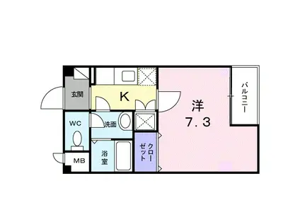 スカイシルバー(1K/1階)の間取り写真