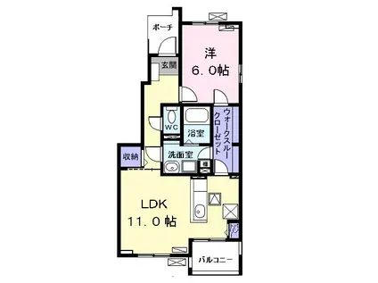 アロッジオ M I(1LDK/1階)の間取り写真
