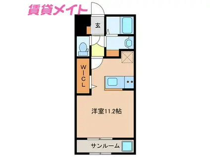 RUNA SOLEII(ワンルーム/2階)の間取り写真