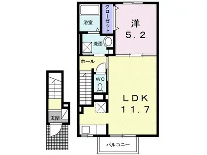 ヴィラ空港通(1LDK/2階)の間取り写真