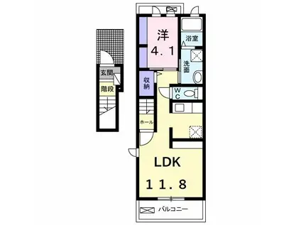 名鉄三河線 梅坪駅 徒歩33分 3階建 築10年(1LDK/2階)の間取り写真