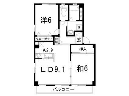 エルサンロード(2LDK/3階)の間取り写真