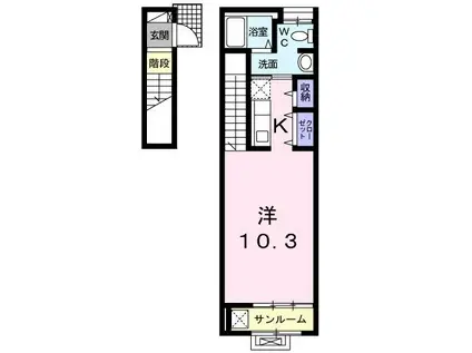 フラン コリーヌ(ワンルーム/2階)の間取り写真