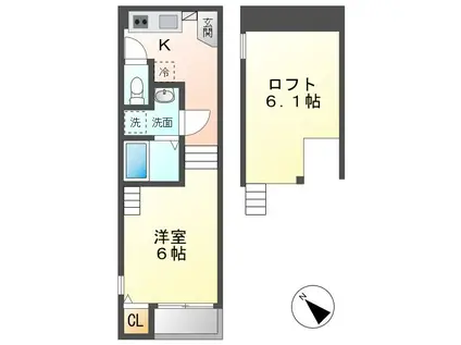 STAGE徳重(1K/2階)の間取り写真