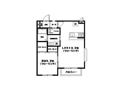 プレジールI(1LDK/1階)の間取り写真
