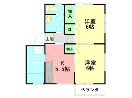 コーポタチバナ(2K/2階)の間取り写真