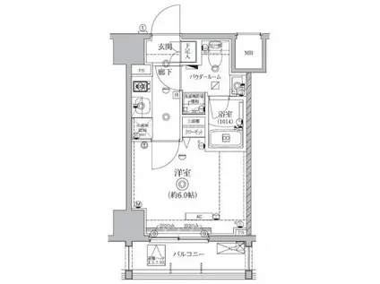 クオリタス南大井(1K/6階)の間取り写真