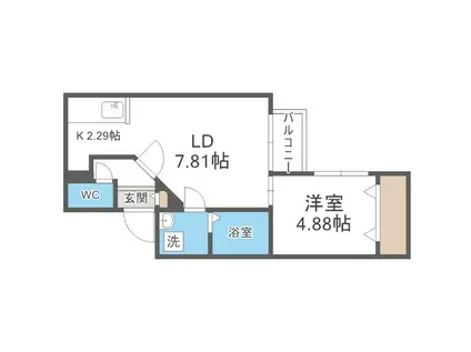 ディスティーノレジデンシア715(1LDK/2階)の間取り写真