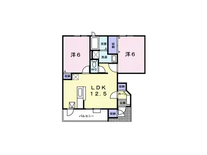 ソレアード(2LDK/1階)の間取り写真