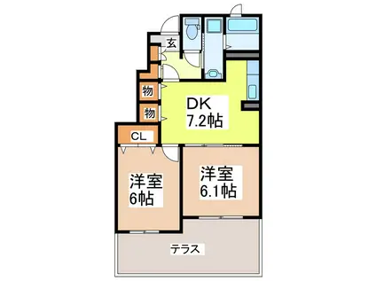 アドラブールA(2DK/1階)の間取り写真