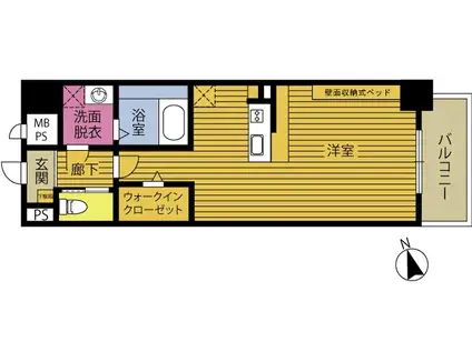 プロスペリタ宗方(ワンルーム/1階)の間取り写真