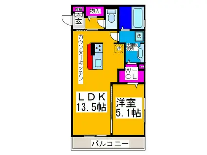 シエログランデ(1LDK/3階)の間取り写真