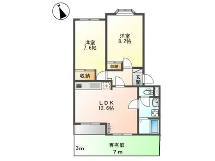 フレーブ・フォンテーヌ(2LDK/1階)の間取り写真