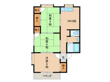 サンビレッジ鶴田(3DK/2階)の間取り写真