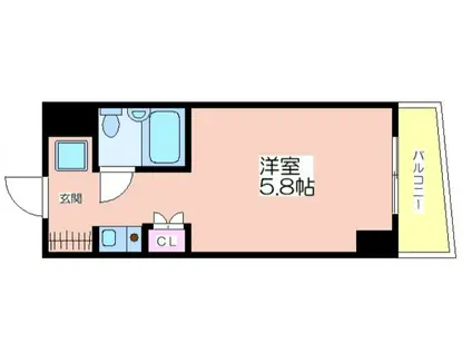 カルムウエスト(1K/4階)の間取り写真