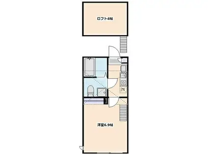 メゾン・ド・デタント(1K/2階)の間取り写真