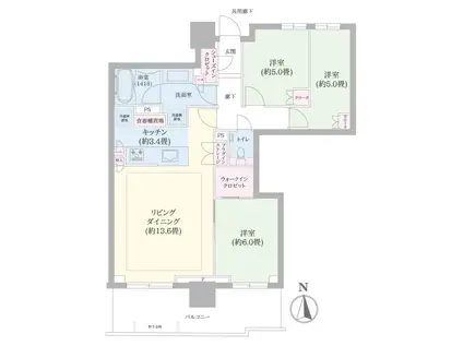 幕張ベイパーク ライズゲートタワー(3LDK/33階)の間取り写真