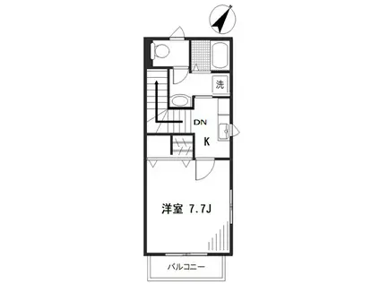 ウィステリア上野毛(1K/2階)の間取り写真