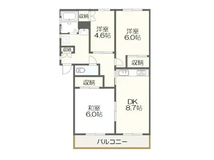 プレジール西千葉(3DK/1階)の間取り写真