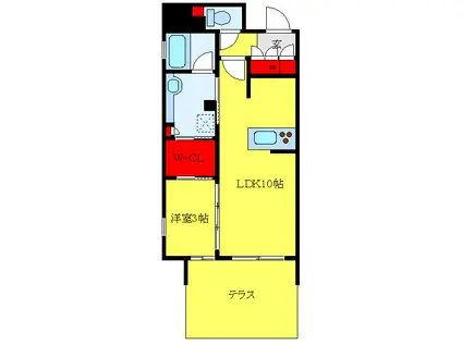 イニシアイオ本蓮沼駅前(1LDK/1階)の間取り写真