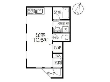カーサモデルノ(ワンルーム/1階)の間取り写真