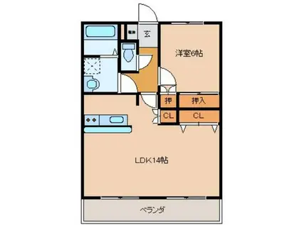 イストワール岩渕V(1LDK/3階)の間取り写真