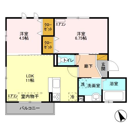 インペリアル(2LDK/1階)の間取り写真