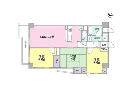 クレストコート(3LDK/4階)の間取り写真