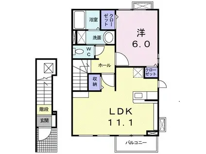 ミニョン カナージュ III(1LDK/2階)の間取り写真
