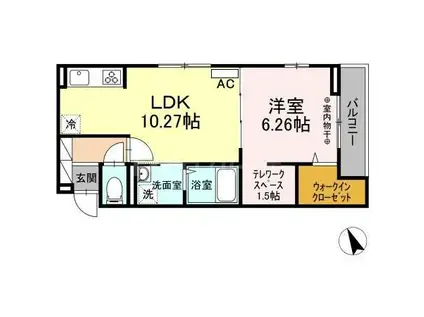 メゾン グランシャリオ(1LDK/1階)の間取り写真