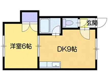 ウイングコート雅上(1LDK/2階)の間取り写真