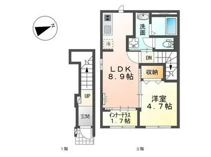 シャンブッシュ(1LDK/2階)の間取り写真