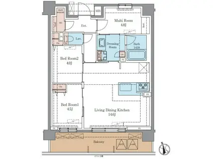 LUXENAPAWS藤沢(2SLDK/6階)の間取り写真