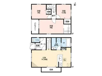 リーブルファイン野田市次木(3LDK/1階)の間取り写真
