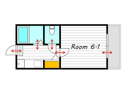 ヴェリタスB棟(1K/1階)の間取り写真
