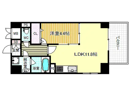 T.Y天六(1LDK/9階)の間取り写真