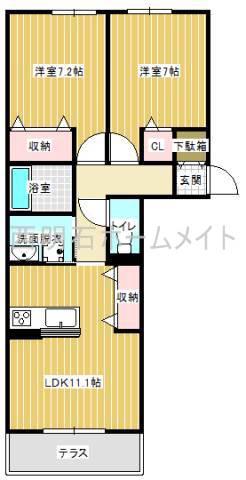 シャーメゾン茜(2LDK/1階)の間取り写真