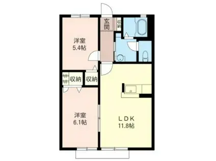 グリーングラスK(2LDK/1階)の間取り写真