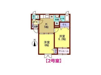 カナディアンビレッジ北安江(2K/1階)の間取り写真